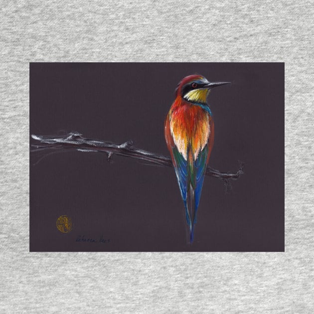 "The European"  original mixed media painting of a European Bee-eater bird by tranquilwaters